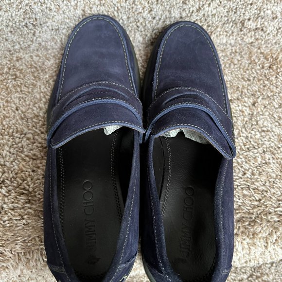 Jimmy Choo  Men\'s Navy Suede Penny Loafers main image 8